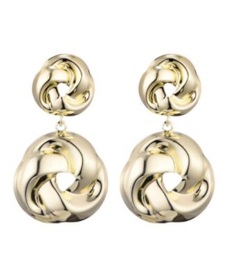 Gold Double Knot Drop Earrings