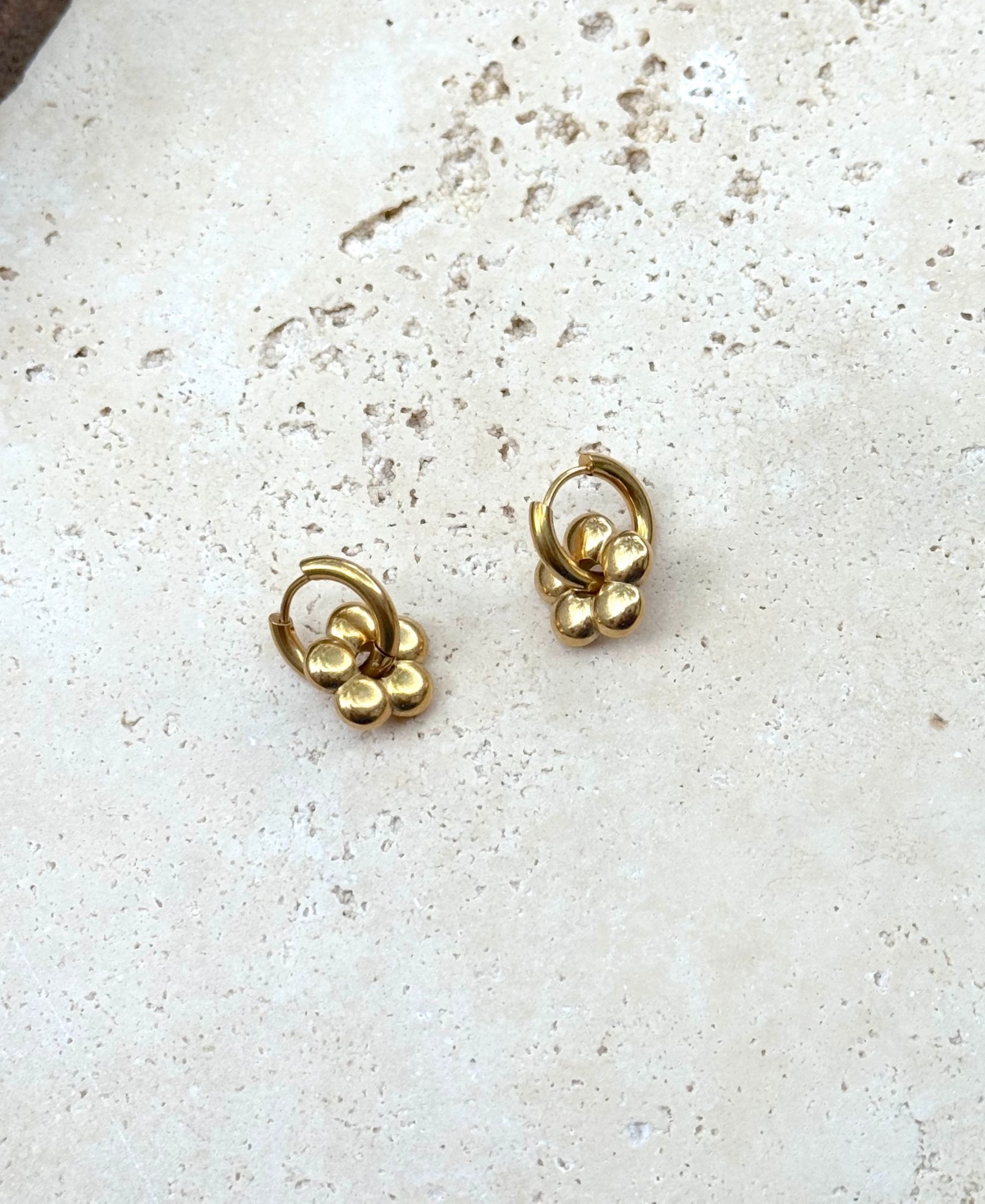 Adornia Tarnish Resistant Gold Flower Huggie Hoop Earrings