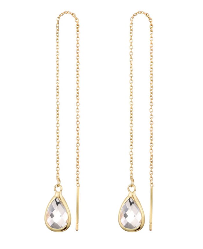 ADORNIA Gold Clear Crystal Threader Earrings