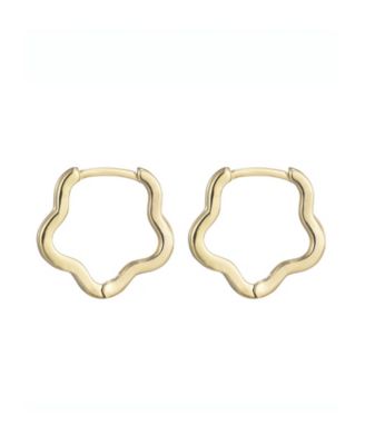 Gold Flower Shaped Hoop Earrings