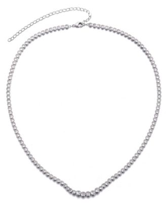 Silver Crystal Bezeled Tennis Necklace