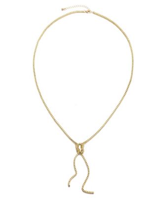 Gold 30" Knotted Box Chain Lariat Necklace