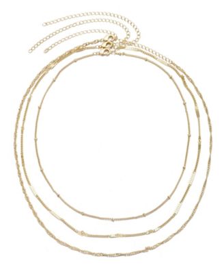 Gold 3-Chain Necklace Set