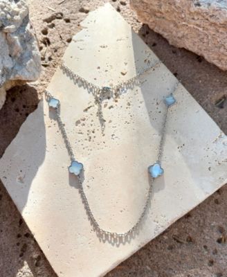 Silver Mother of Pearl 36" Flower Station Necklace