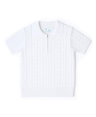 Toddler Boys Short Sleeve Polo Cable Sweater