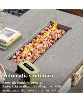 50,000 BTU Metal Outdoor Fire Pit Table with Auto Shut-Off, Propane Storage, Rain Cover and Lava Rocks