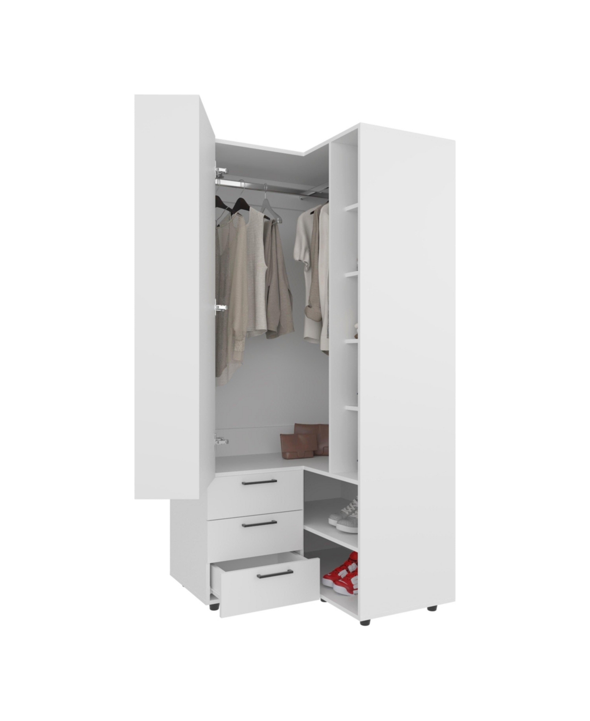 Fm Furniture Armoire- wardrobe, shoe storage, Open Storage and 2 - drawer