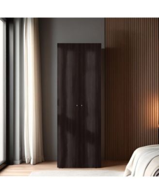 World 2-Door Tall Wardrobe Cabinet, 4 Shelves, Vertical Storage, 66.9"H