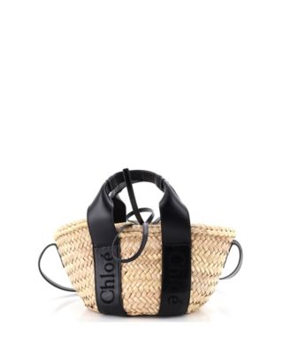 Medium Sense Basket Tote Raffia with Leather