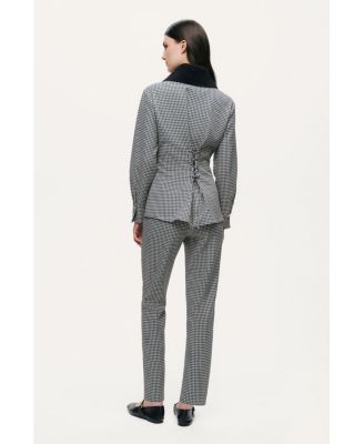 Women's Tailored Micro Check Cigarette Pants