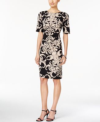 Connected Short-Sleeve Printed Sheath Dress - Dresses - Women - Macy's