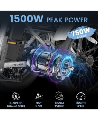 TK Pro 750W Foldable Electric Tricycle for Adults, 20" x 3.0" Wheel