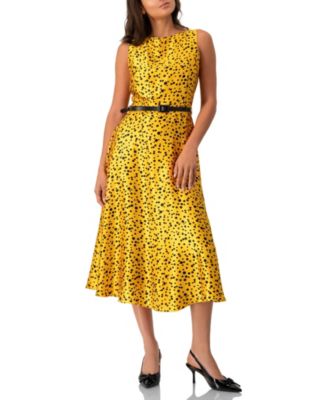 Women's Polka Dot A-Line Midi Dress