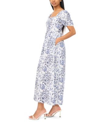 Women's Short-Sleeve Square Neck Maxi Dress