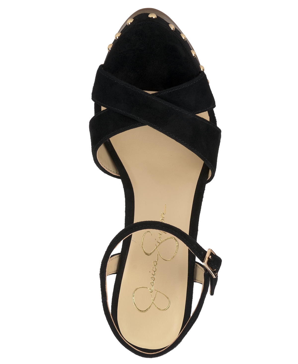 Jessica Simpson Women's Samintia Studded Wooden Platform Sandals