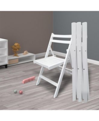 Folding Event Chairs, Set of 4, Slatted Wood