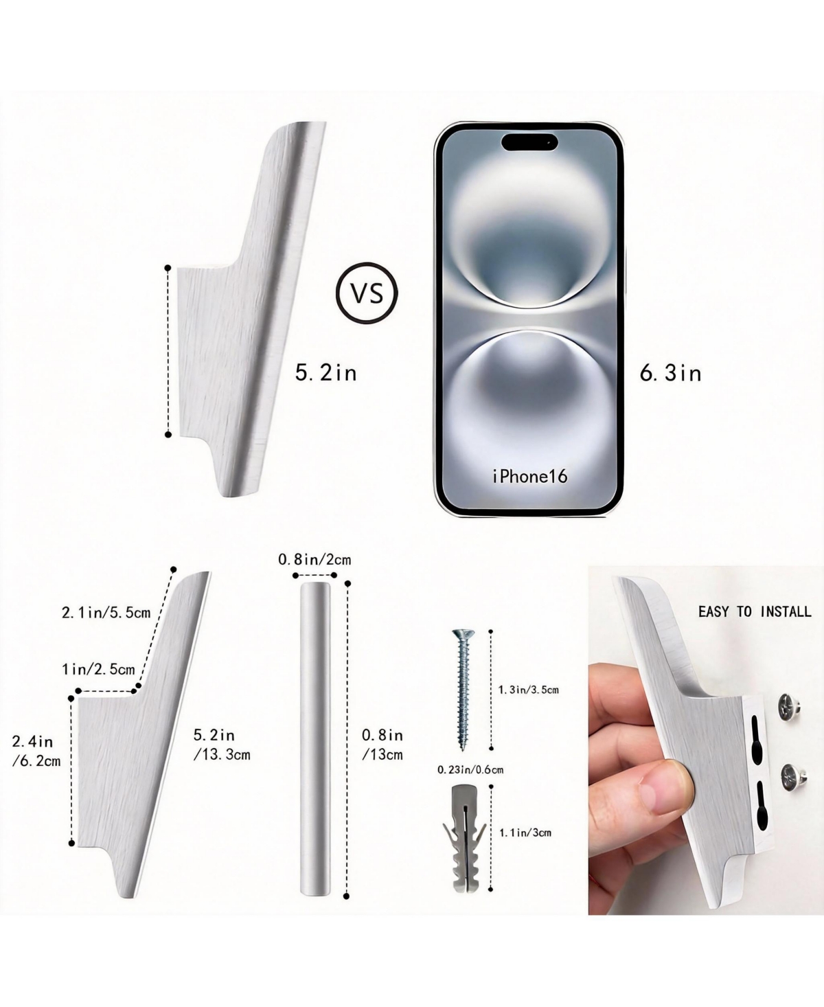 Yigii Wooden Wall Hooks: 4 Pack, Sturdy, Multipurpose, Scandinavian Design