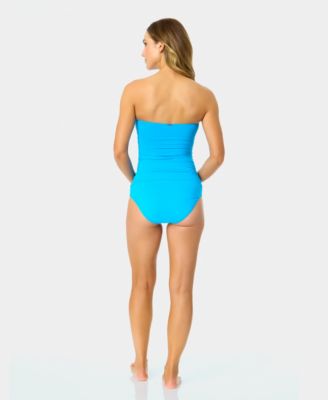 Twist-Front Ruched Tankini Top and High Waist Bottoms