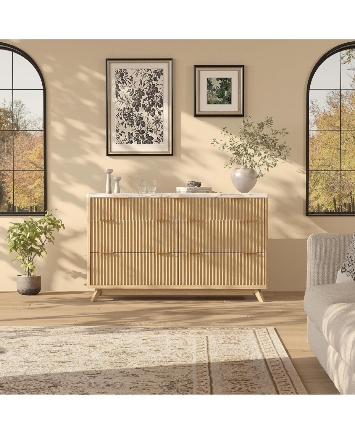 gaomon Fluted 7 Drawers Dresser for Bedroom, 54" Wide Modern Chest of Drawers, Curved Profile Design