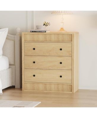3 Drawer Dresser for Bedroom, 31.5" Wide Fluted Chest of Drawers, Modern Wooden Nightstand Storage Cabinet for Kids Room, Living Room