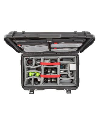 938 Wheeled Waterproof Hard Case with 3-Pocket Lid Organizer and Padded Divider, Black