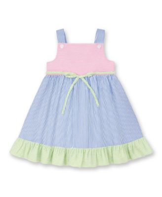 Little Girl Seersucker Dress With Flower