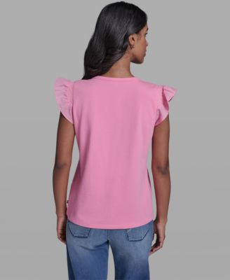 Women's Scallop Trim Boat Neck Top