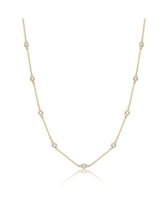 Classic Bezel Set Cubic Zirconia Chain Station Necklace
