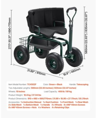 Adjustable Garden Stool with 360° Swivel Seat & Ergonomic Backrest