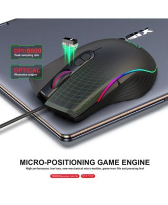 Wired RGB Gaming Mouse,8000 DPI Adjustable, Ergonomic Comfort Grip with 7 Backlight Modes for PC Gamers, Compatible with Windows & Mac