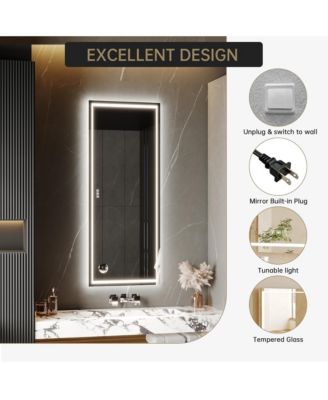 60X36 LED Bathroom Vanity Mirror with Dimmable Dual Front & Back Lights,  Memory Settings, Shatterproof Tempered Glass