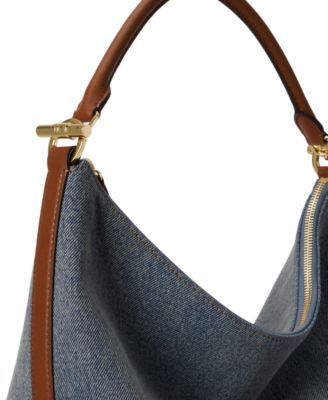 Washed Denim Large Blaike Shoulder Bag 