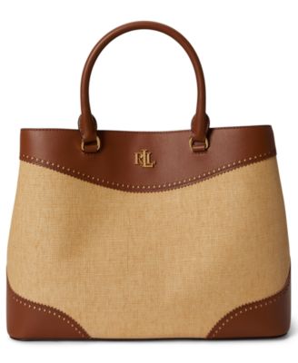 Straw & Leather Large Marcy Satchel Bag