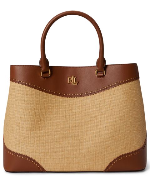 Женские сумки Lauren Ralph Lauren Straw & Leather Large Marcy Satchel Bag