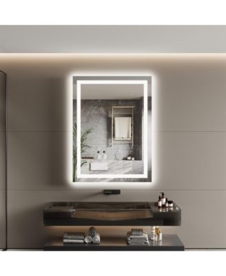 LED Bathroom Mirror with Front and Backlit Illumination, Dimmable Smart Vanity Mirror with Anti-Fog Feature, Memory Function