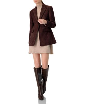 Women's Single-Breasted Faux-Suede Blazer