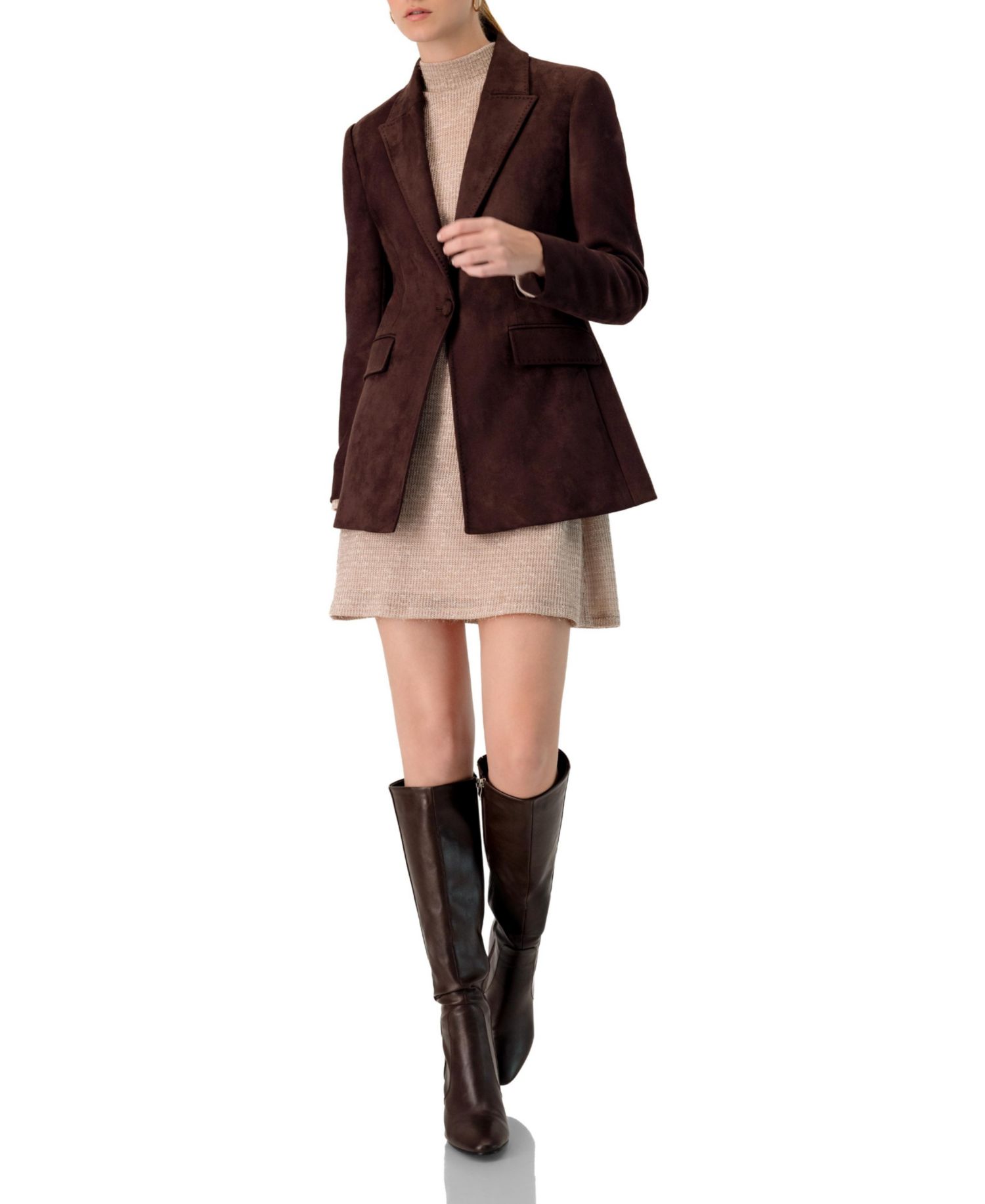 Women's Single-Breasted Faux-Suede Blazer