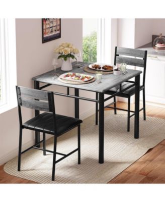 29.1" W Dining Table Set for 2, Small Kitchen Table with Upholstered Chairs