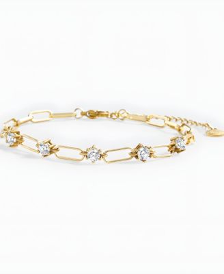 Paperclip Bracelet with Gemstone Accents