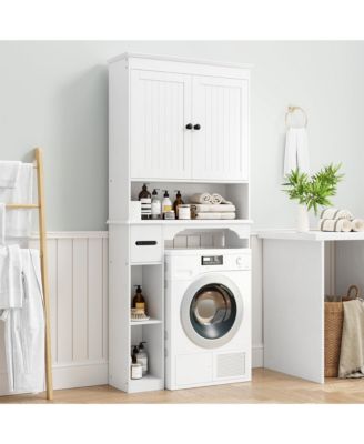 Over The Toilet Storage Cabinet, Bathroom Organizer, Space-Saving Farmhouse Toilet Shelf with Paper Holder