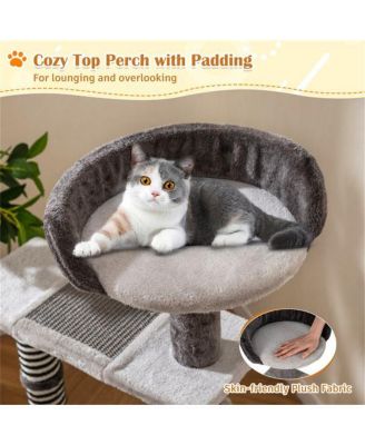 3-in-1 Cat Activity Stairs: 37-Inch Tiered Perches with Scratching Mats, Spring Ball & Dangling Toys for Climbing and Play