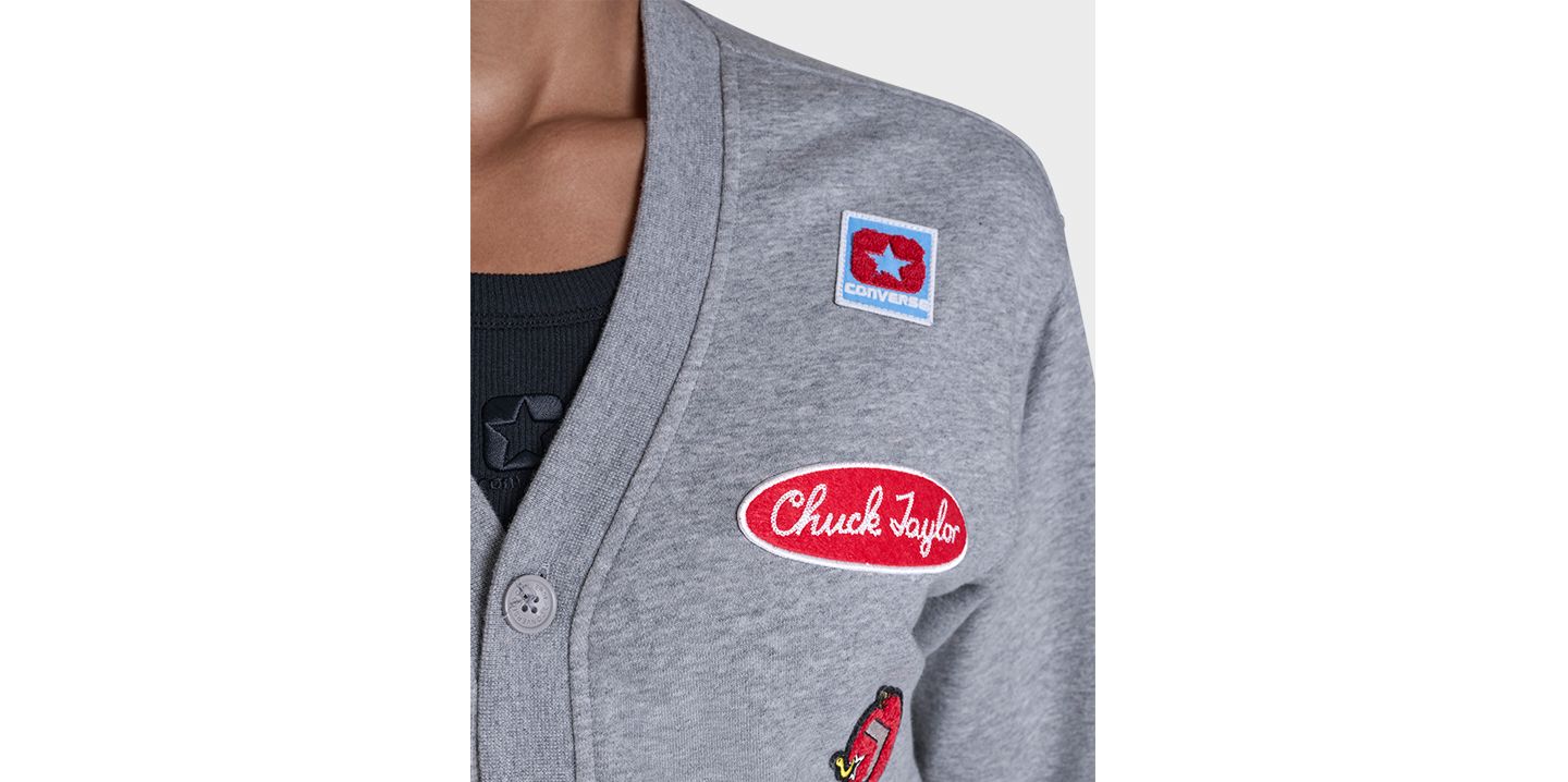Женский кардиган Converse Chuck Patch, цвет: Винтажный серый меланжевый — фото 7