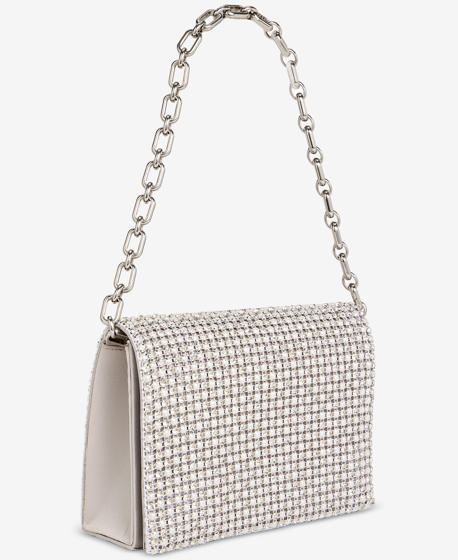 Imitation Pearl XL Diamond Mini Flap Clutch