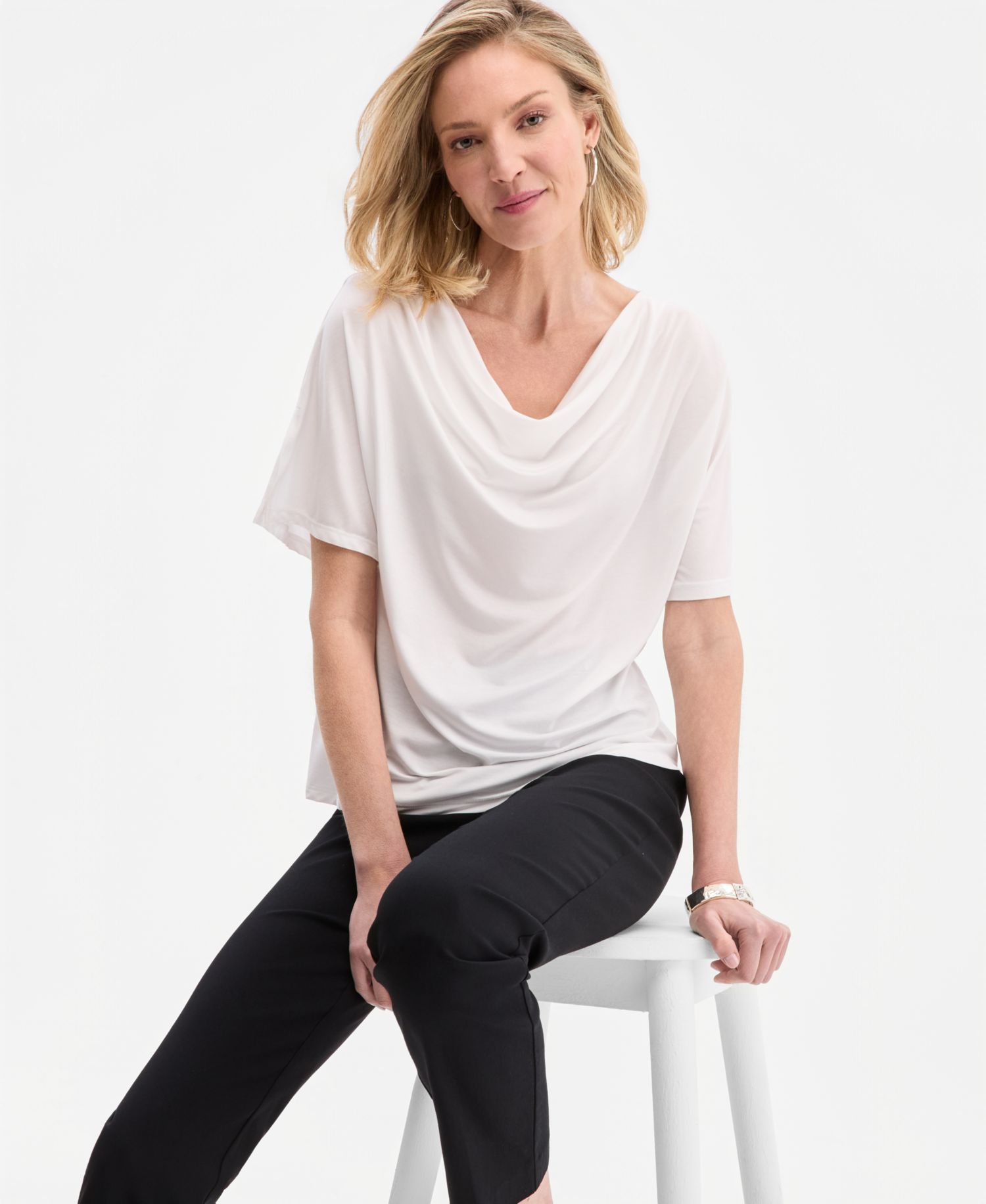 Women's Cowlneck Dolman-Sleeve Top