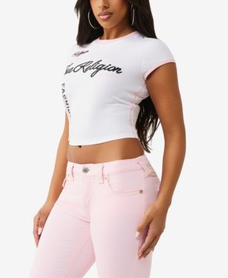 Women's Contrast Sporty Cap Sleeve T-Shirt