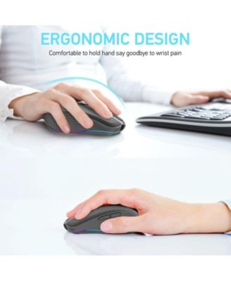 Dual-Mode Wireless Mouse-(2.4G & Bluetooth 5.1), 2400 DPI Adjustable, Silent Click, Type-C Rechargeable, for Office Workers