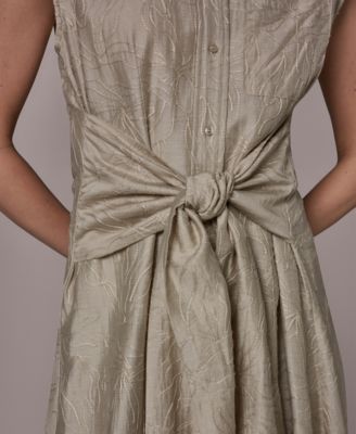 Women's Embroidered Belted Dress