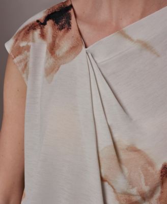 Women's Printed Asymmetric Neck Top