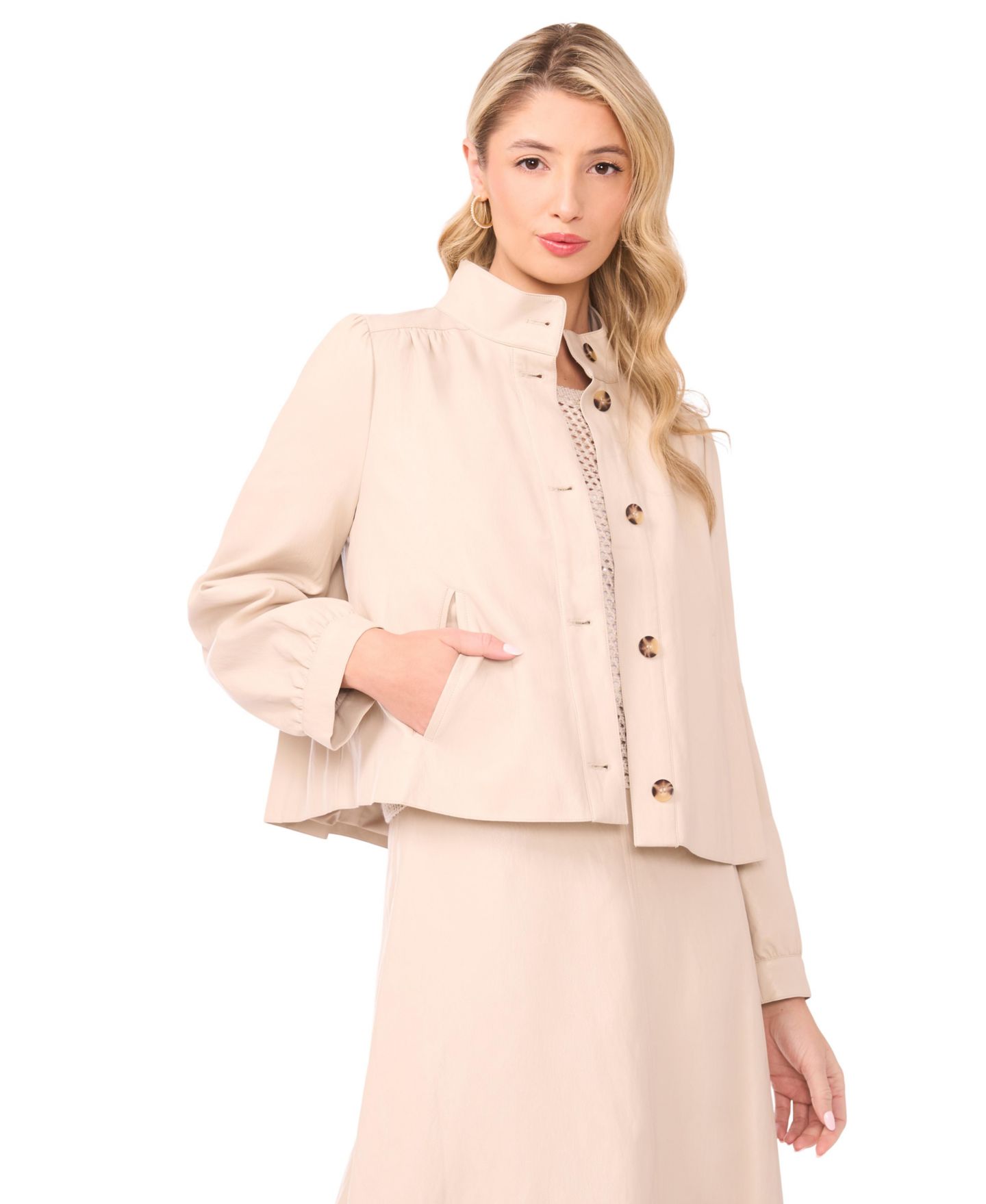 Женская куртка Vince Camuto Semi Collared Faux Leather Bubble — фото 1