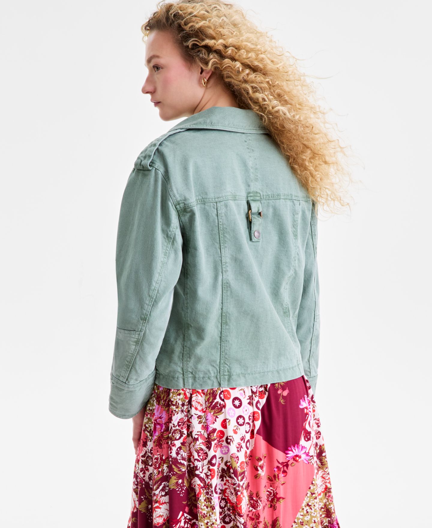 Женская куртка Free People Kali Snap-Front Washed, цвет: Тёмно-зелёный — фото 5